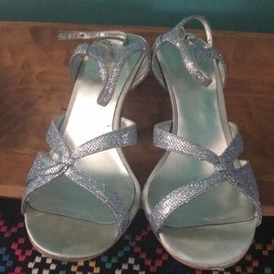 Silver shimmer heels